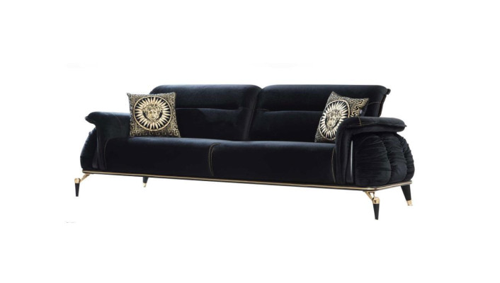 Sofa 3-seater black Chesterfield designer furniture living room sofas luxury