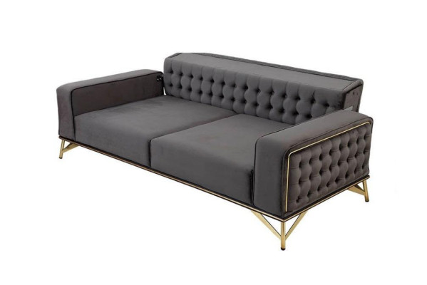 Designer Sofa 3-Seater Chesterfield Couch Upholstered Sofas Design Brown