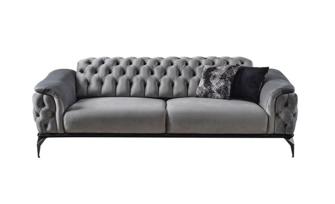 Designer sofa 3 seater chesterfield couch upholstered sofas design gray seat cushion