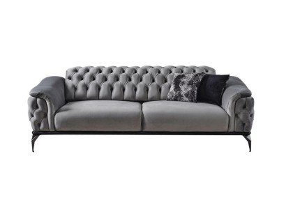 Designer sofa 3 seater chesterfield couch upholstered sofas design gray seat cushion
