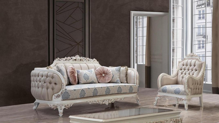 Chesterfield 3-seater designer sofa luxury upholstered sofas couches fabric textile new