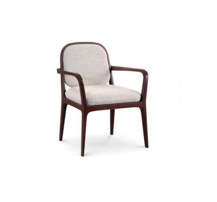 Designer gray upholstered dining chair furniture with brown wooden frame armchair chair