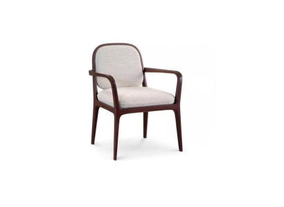 Designer gray upholstered dining chair furniture with brown wooden frame armchair chair