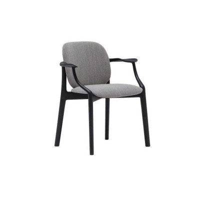 Designer gray dining chair wooden frame armrest chair upholstered furniture