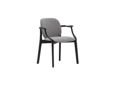 Designer gray dining chair wooden frame armrest chair upholstered furniture