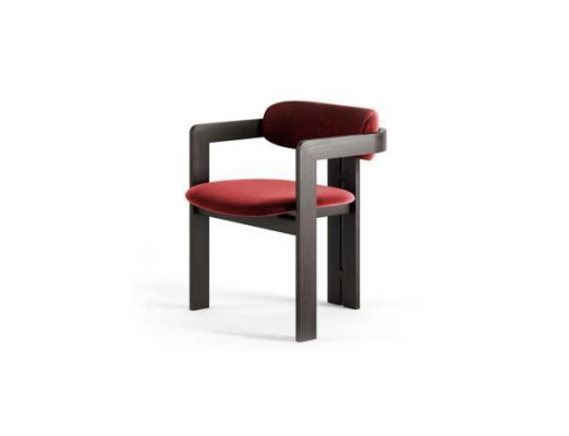 Luxury Red Dining Chair Wooden Frame Designer Upholstered Single-Seater Textile
