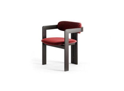 Luxury Red Dining Chair Wooden Frame Designer Upholstered Single-Seater Textile