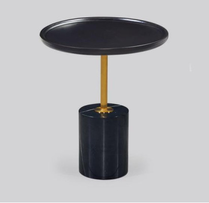 Round Black Side Table with Stainless Steel Base Designer Storage Table