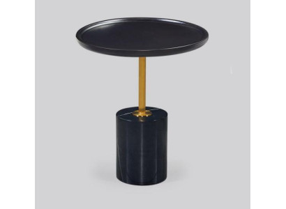 Round Black Side Table with Stainless Steel Base Designer Storage Table