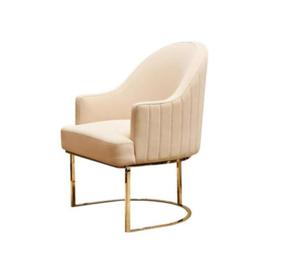 Beige dining room chair designer single-seater textile furniture upholstered chairs