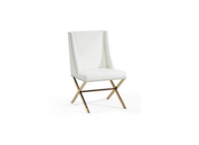 White dining chair designer textile furniture stainless steel metal single-seater