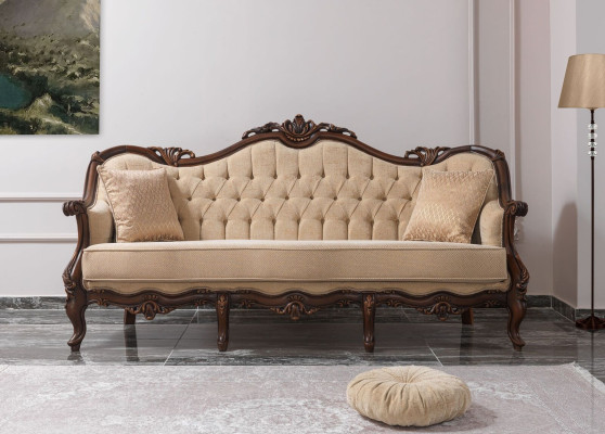 Upholstered sofa Sofa Sofa set Couch Fabric sofa Beige Chesterfield Set