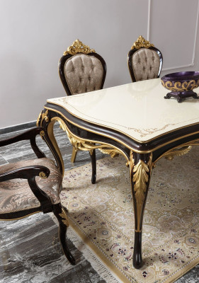 Dining set, dining nook, dining room, dining table, chairs, wood, 9 pieces, brown, baroque