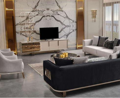 Couch Set Sofa Set Three-seater Armchair Gray Fabric Sofa Set 4pcs
