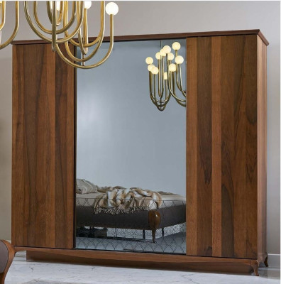 Complete Bedroom Bed Double Bed Set 4-Piece Bedroom Brown New