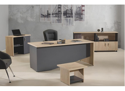Table office furniture study furniture desk set 4-piece wood gray