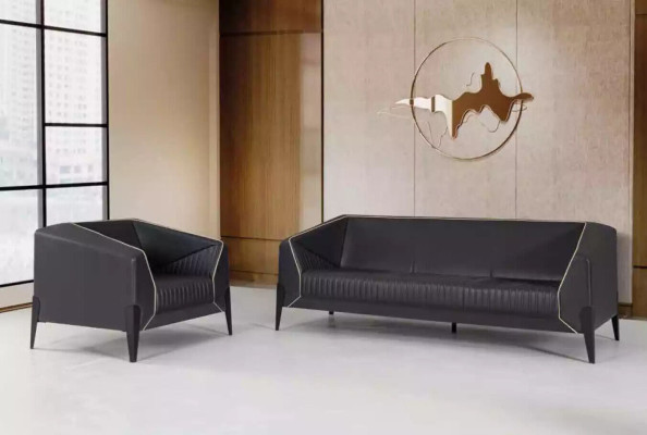 Black leather sofa office furniture living room new couch luxury upholstered sofas