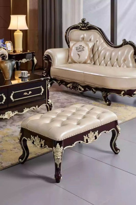 Stool in the bedroom a luxurious new pearl white Chesterfield