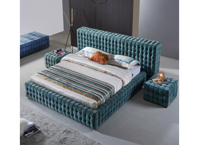 Luxurious turquoise bedroom bed designer double bed wooden frame new