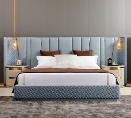 Large bedroom double bed designer beds wooden frame upholstered bed