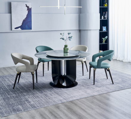 Modern dining set designer round table 4x chairs dining room set 5-piece