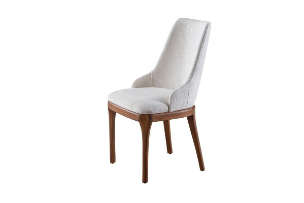 Exclusive white chairs with brown wood legs design dining room novelty