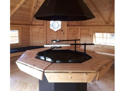 Metal grill with 8 corners and a surrounding table kit for your existing grill hut