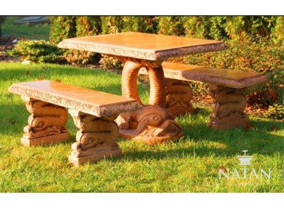 Antique garden style furniture rustic stone tables terrace fish-shaped table PROSTY