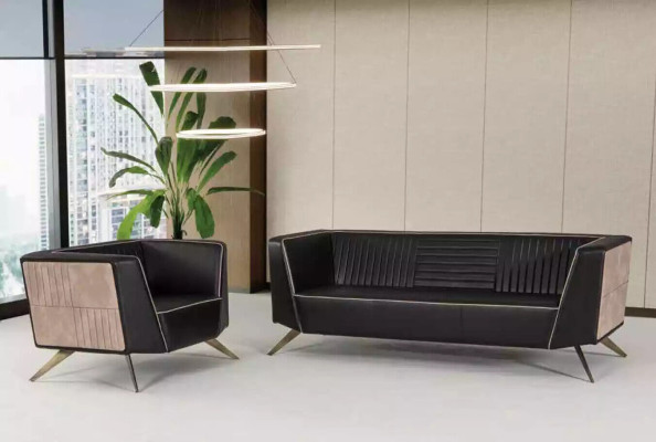 Designer black upholstered sofa fabric furniture study furniture office couch