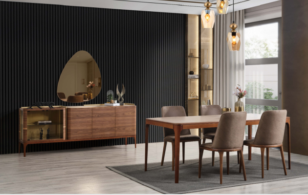 Sideboard with Mirror Cabinet Wooden Cabinet Brown Dresser Design