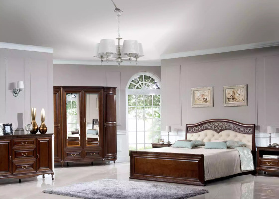 Luxurious bedroom bed design, padded double hotel bed.