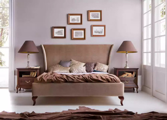 Bed Cushion Design Luxury Double Hotel Beds Baroque Wood Furniture