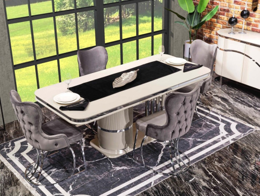 Table 6x Chairs 7-piece Dining Room Wooden Table Dining Room Set Group Design