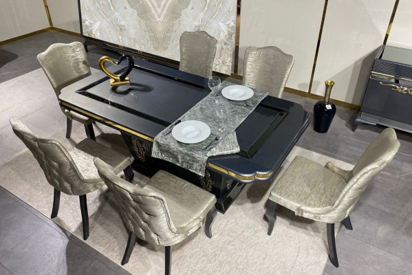 Dining Room Set 9 pcs. Dining Table + 6x Chairs Sideboard with Mirror Gray new