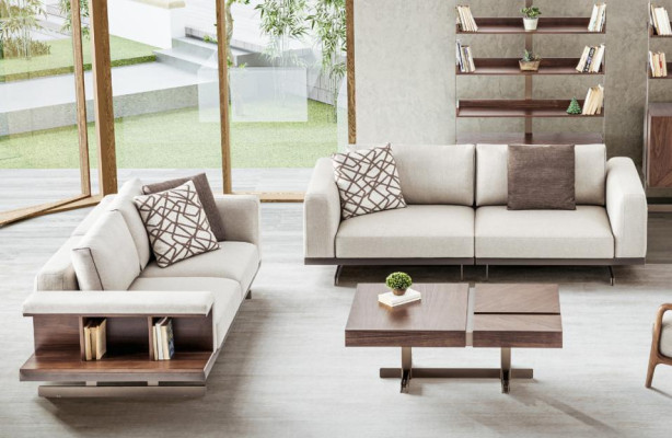 Beige-Brown Sofa Set Luxury Couches Upholstered Furniture Set Sofas 3+2 Seater