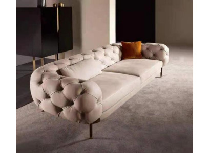 Sofa 3 seater luxurious beige upholstered sofas design artificial leather new modern