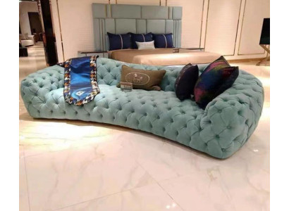 Sofa 3 Seater Chesterfield Green Upholstered Sofas Design Faux Leather New Modern