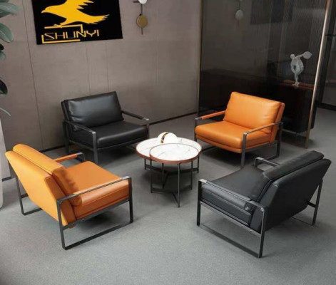 Chair Upholstery Seat Modern Design Leather Armchair Lounge Luxury Living Room