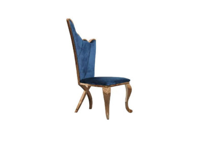 Stylish Armchair Chair Blue Seat Cushion Design Metal Textile Modern Style