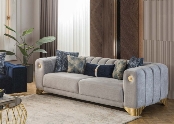 Upholstered sofa x2 3-seater sofas textile seating design sofas modern new