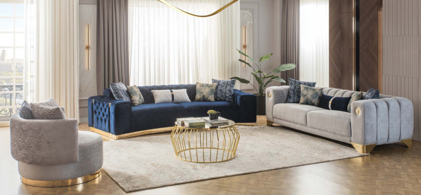 Upholstered sofa x2 3-seater sofas textile seating design sofas modern new