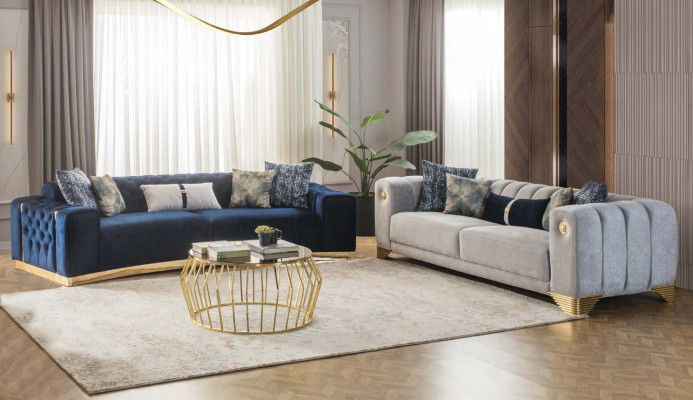 Upholstered sofa 4-seater sofa textile seat luxurious design sofas modern