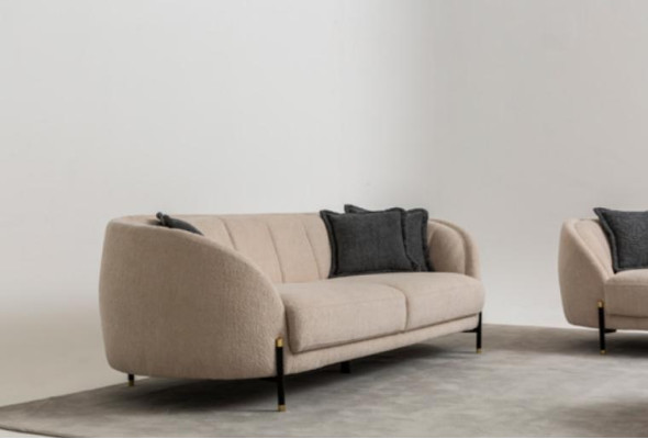 Modern Sofa 3 Seater Beige High-Quality Upholstered Sofas Design Textile New