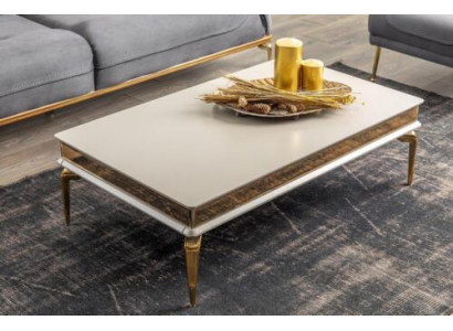 White living room coffee table, designer side table, stainless steel table, new.