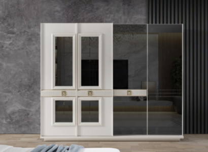 Sturdy white wardrobe bedroom designer cabinet glass cabinet