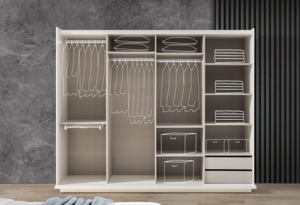 Sturdy white wardrobe bedroom designer cabinet glass cabinet