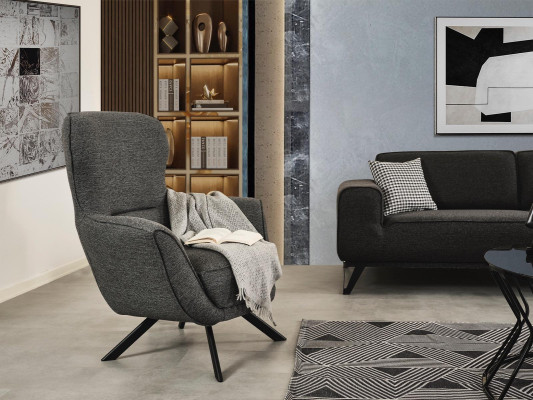 Gray Color Modern Design 1-Seater Armchair Fabric Textile Material Modern Design