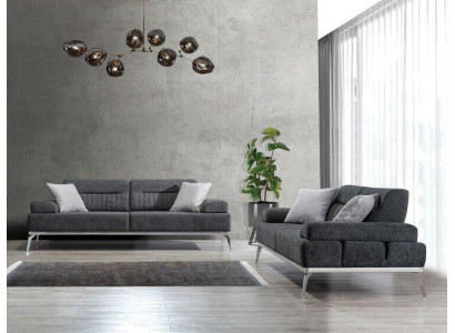 Fabric Sofas Living Room Set 2-Piece Gray Color Textile Material Modern Design