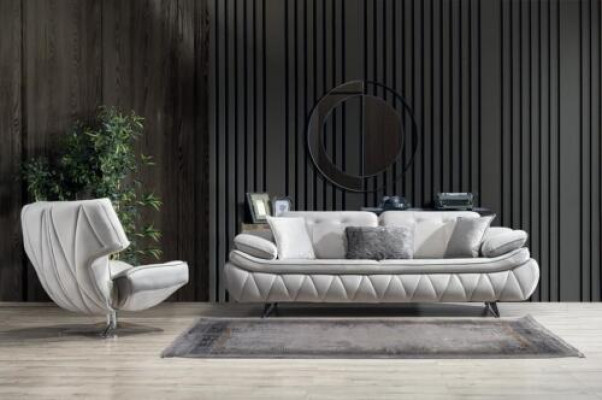 Living Room Set 2-piece 3-Seater Sofa with Armchair Modern Design Fabric Sofas