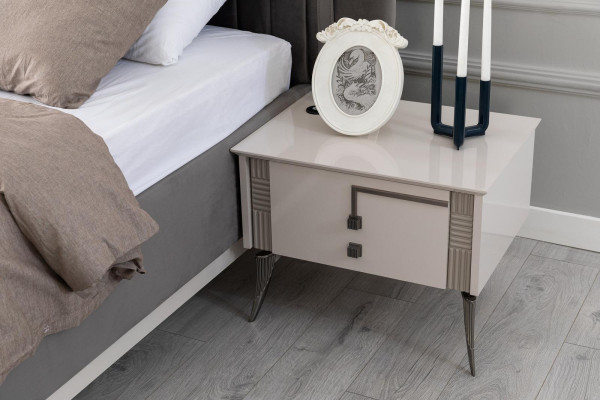 Modern bedroom set double bed nightstand wardrobe luxury